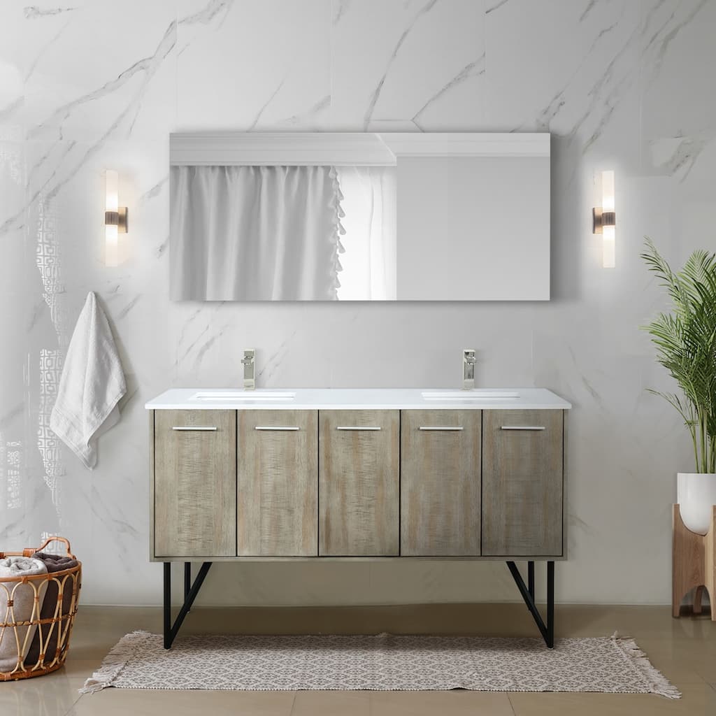 Lancy 60 in W x 20 in D Rustic Acacia Double Bath Vanity and White Quartz Top