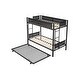 preview thumbnail 7 of 15, Metal Twin over Twin Bunk Bed with Trundle,Wood Slat,2 Side Ladders,Kids Bed Design