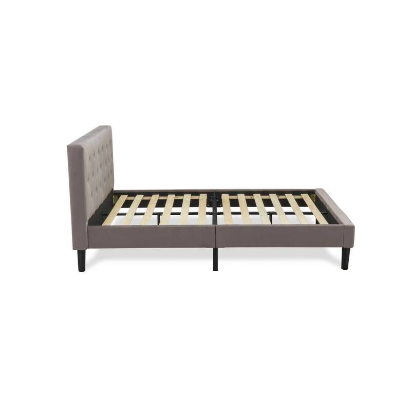 Queen Size Platform Bed Frame - Tufted Velvet Upholstered Headboard & Footboard - Modern Bedroom Furniture