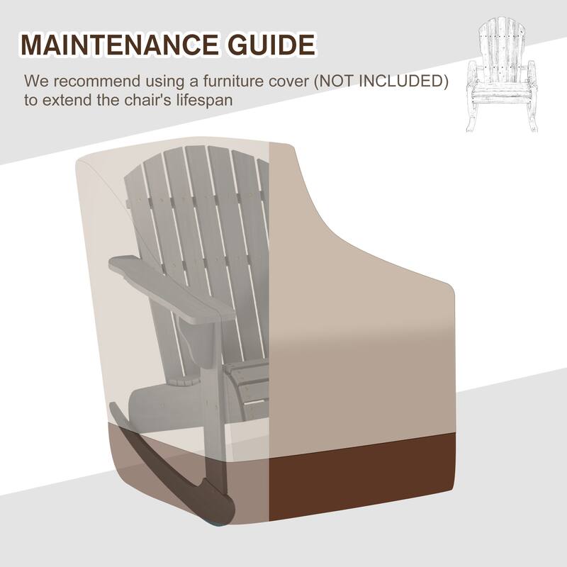 Outsunny Wooden Adirondack Rocking Chair Outdoor Lounge Chair Fire Pit Seating with Slatted Wooden Design, Fanned Back