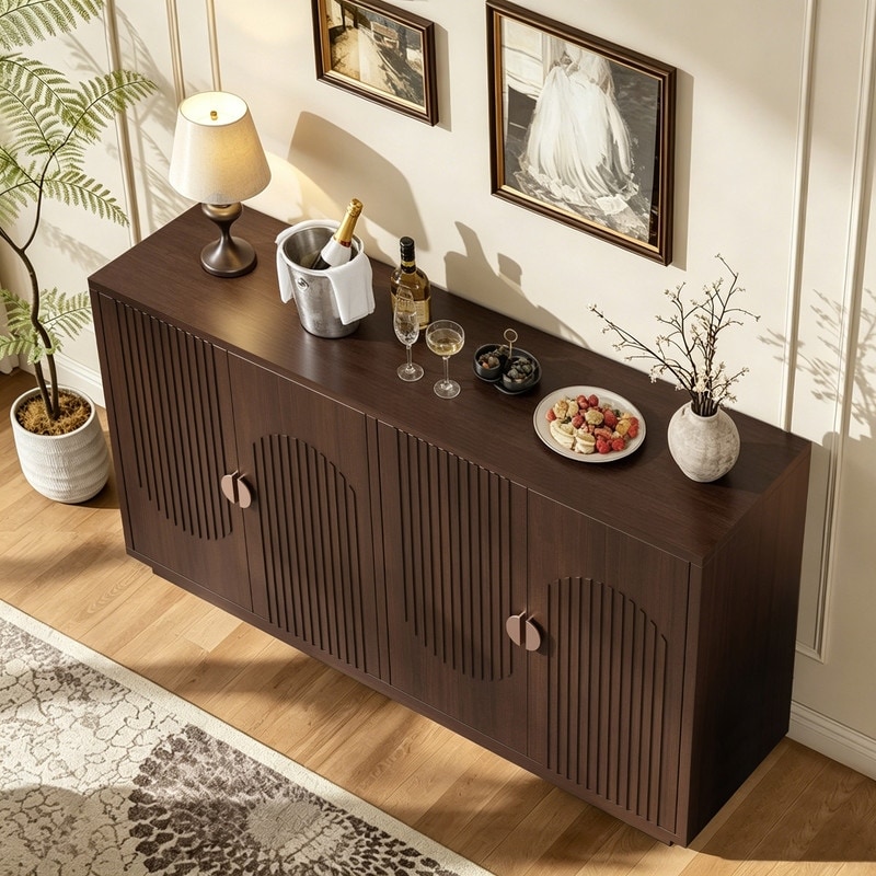 Mid-Century Modern 59" Sideboard, Buffet Storage Cabinet with Adjustable Shelf