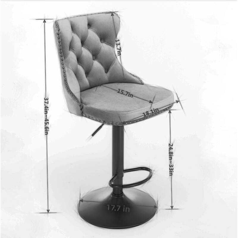 Velvet Upholstered Counter Height Wingback Barstools, Set of 2