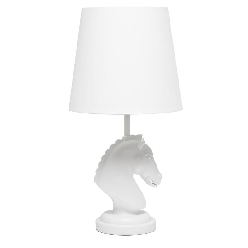 17.25 in. White Finish Table Lamp with White Shade, Desk Lamp for Writing and Computer Desks