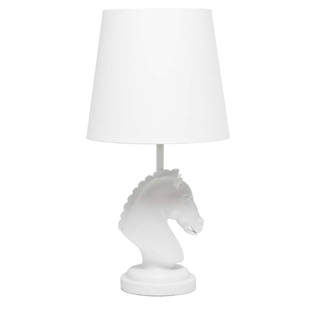 17.25 in. White Finish Table Lamp with White Shade, Desk Lamp for Writing and Computer Desks