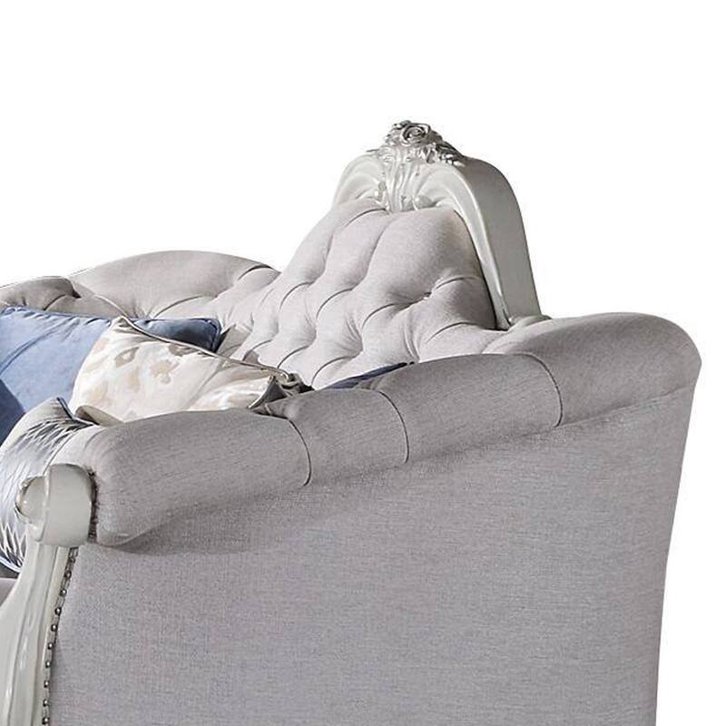 Ally Sofa, 7 Throw Pillows, Classical Bone White Faux Leather, 96 Inch