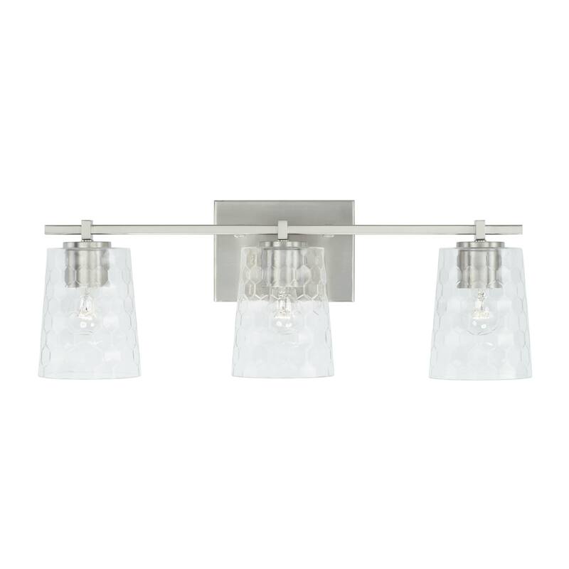 3-light 24-inch Bath/ Vanity Fixture w/ Clear Honeycomb Glass