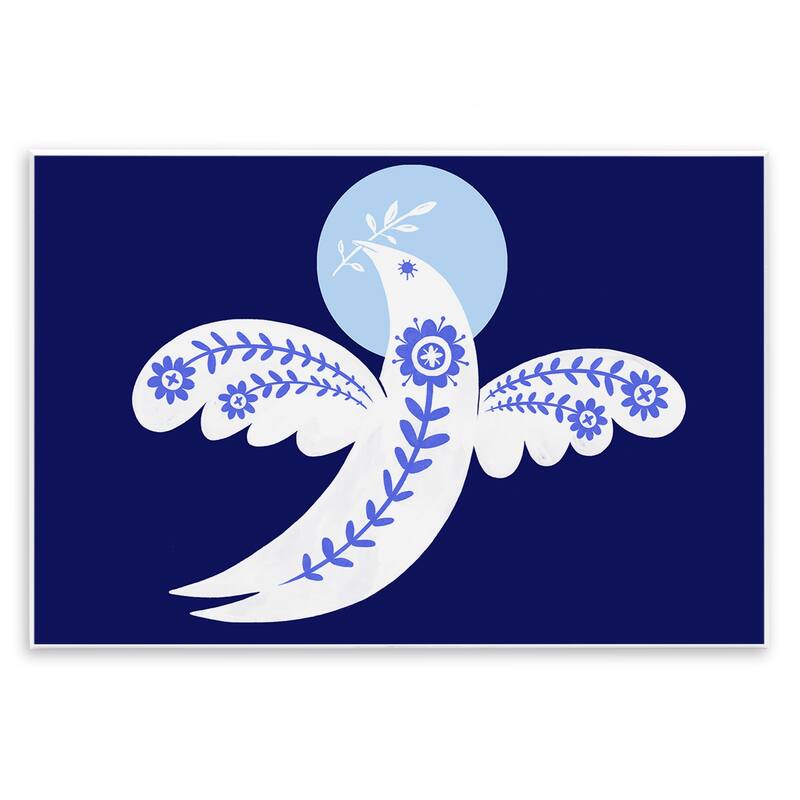 Stupell Peace Dove with Folk Florals Wall Plaque Art Design By Hannah Moren - 15 x 10