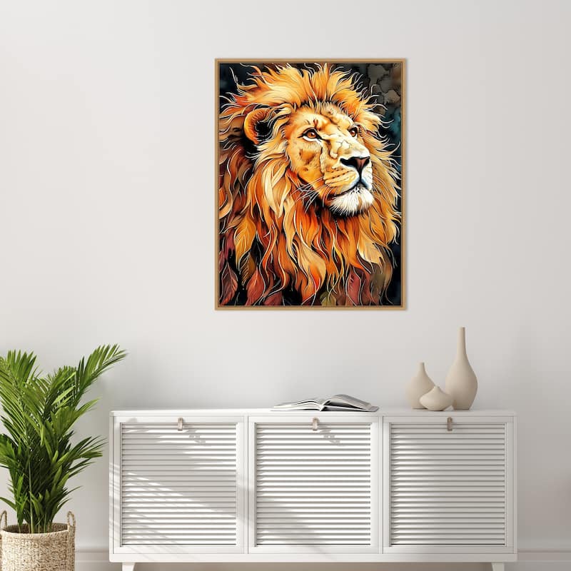 Lion Mane by Justyna Jaszke Framed Canvas Wall Art