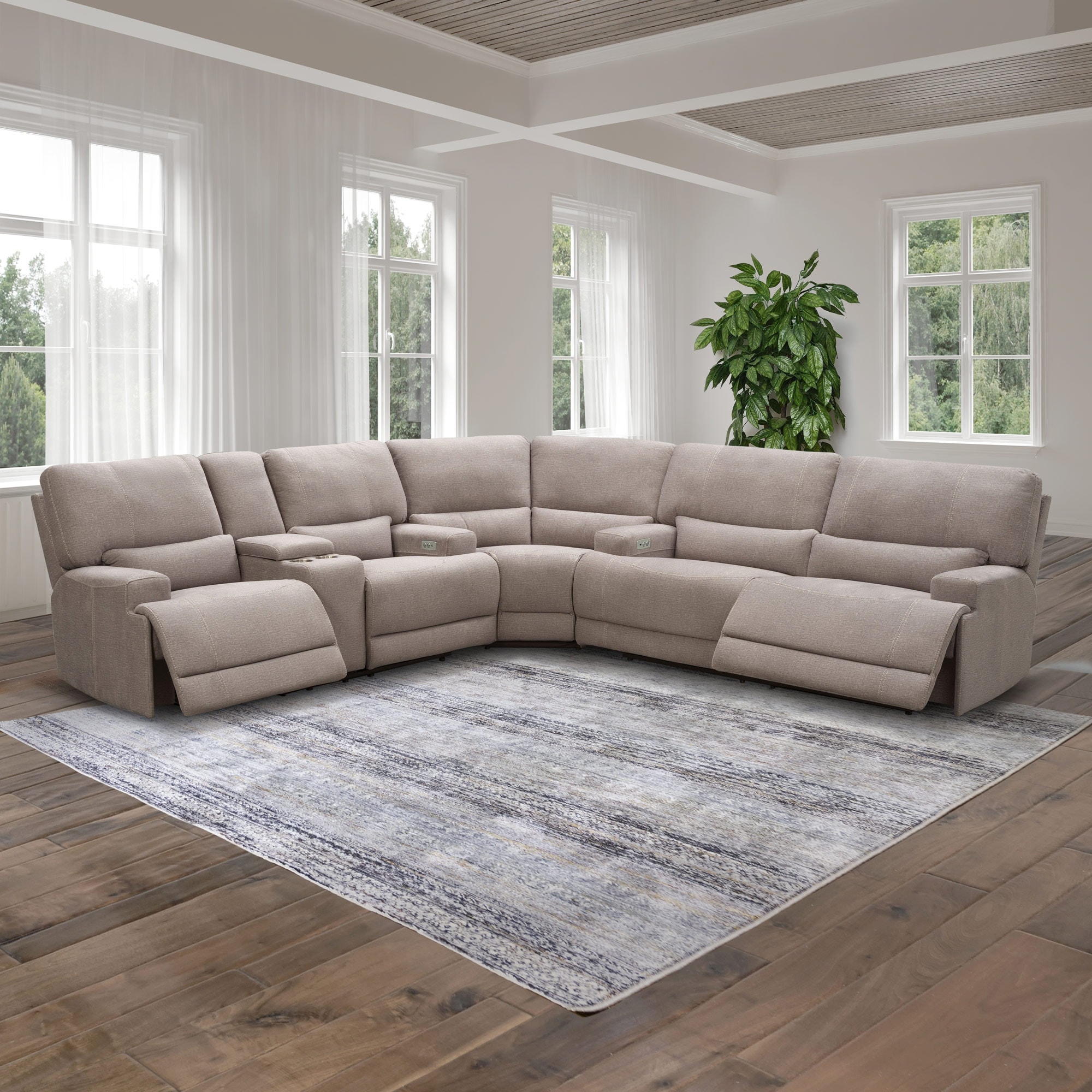 Abbyson Burnette Fabric Power Reclining Sectional Sofa