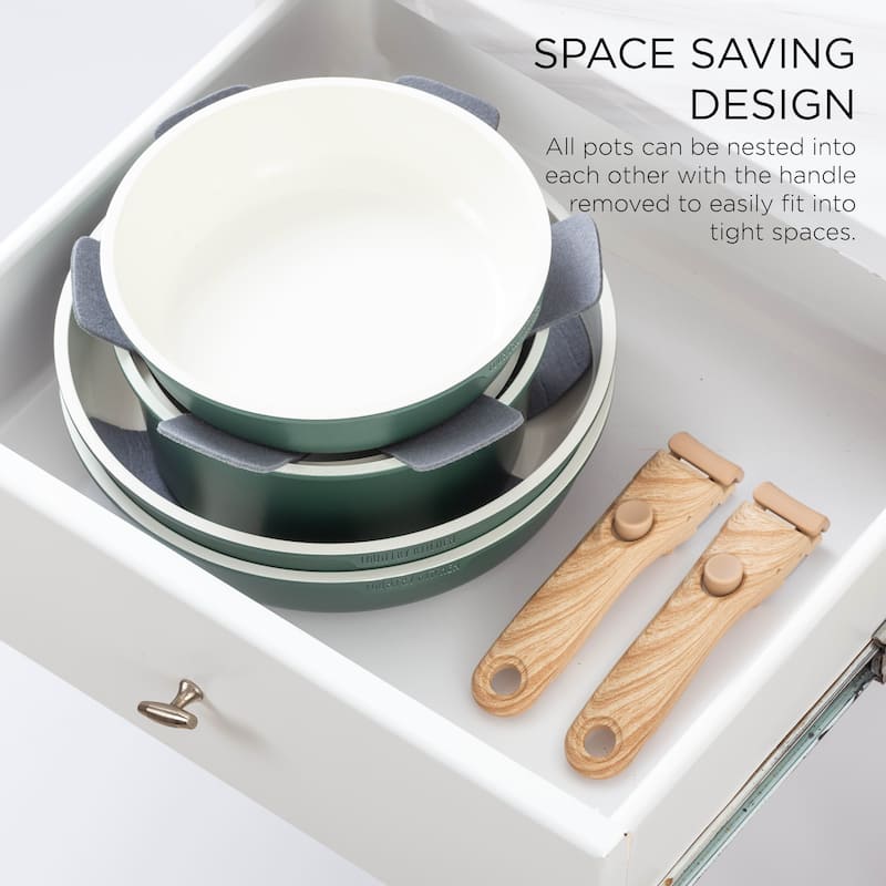 Country Kitchen 16 Piece RV Cookware Set Ceramic with Removable Handle Oven Safe.