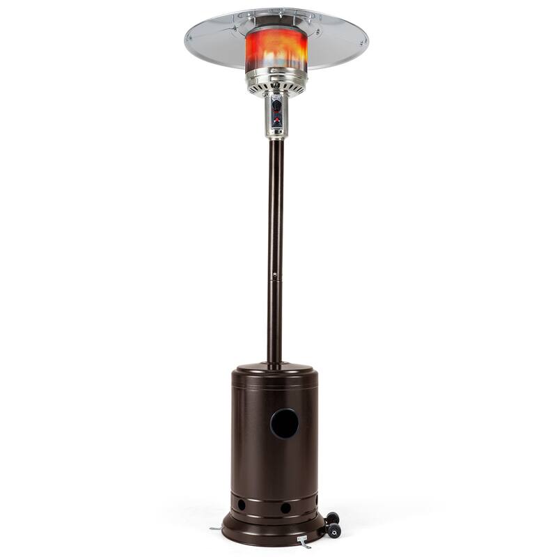 Gymax 50000 BTU Patio Propane Heater w/ Stainless Steel Burner & Safe - Brown