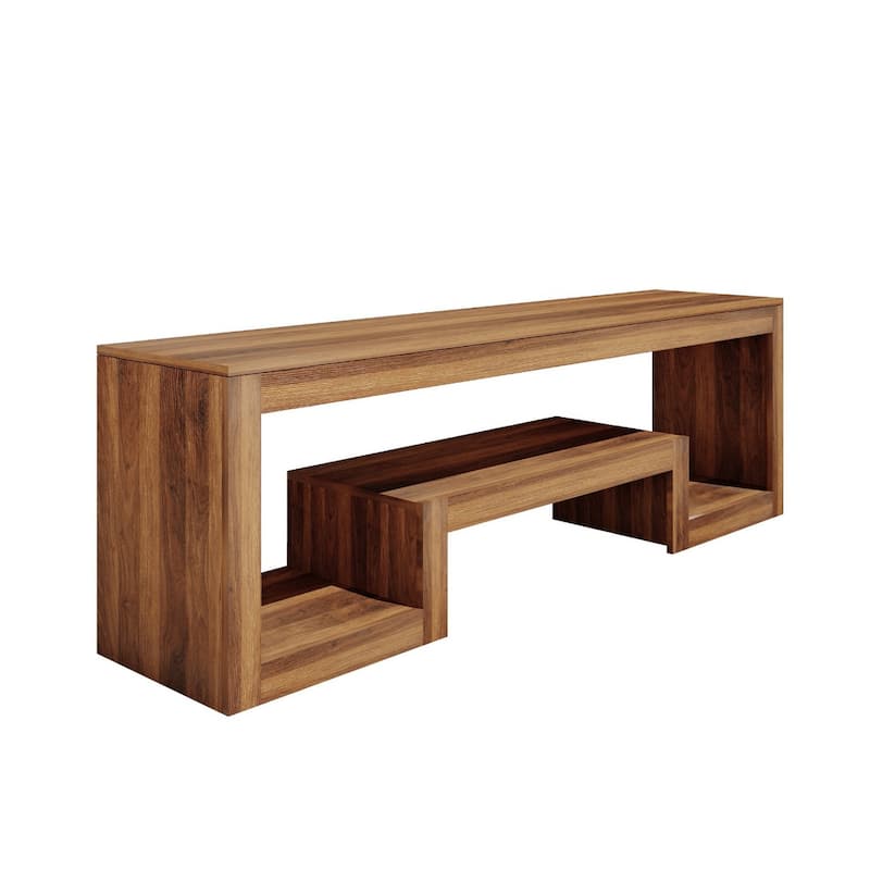 63'' TV Stand for 55/60/65-Inch TVs, Entertainment Center with Shelves - Walnut Brown