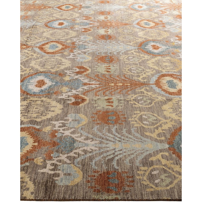 Ikat One-of-a-Kind Hand-Knotted Area Rug - Rust, 9' 0" x 12' 1" - 9' 0" x 12' 1"