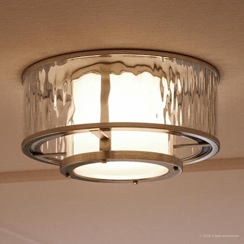 Luxury Art Deco Ceiling Fixture, 7.375"H x 15"W, with Nautical Style, Brushed Nickel Finish by Urban Ambiance