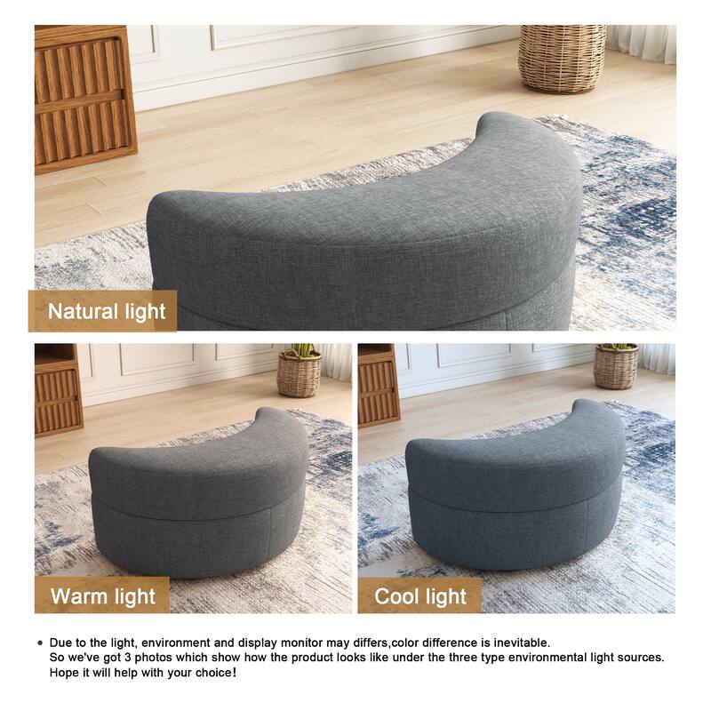 Moon Crescent Storage Upholstered Ottoman