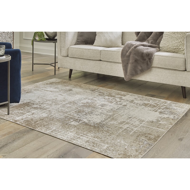 Signature Design by Ashley Grifflain Tan/Brown/Gray Rug - 60.5'W x 84'D x 0.13'H