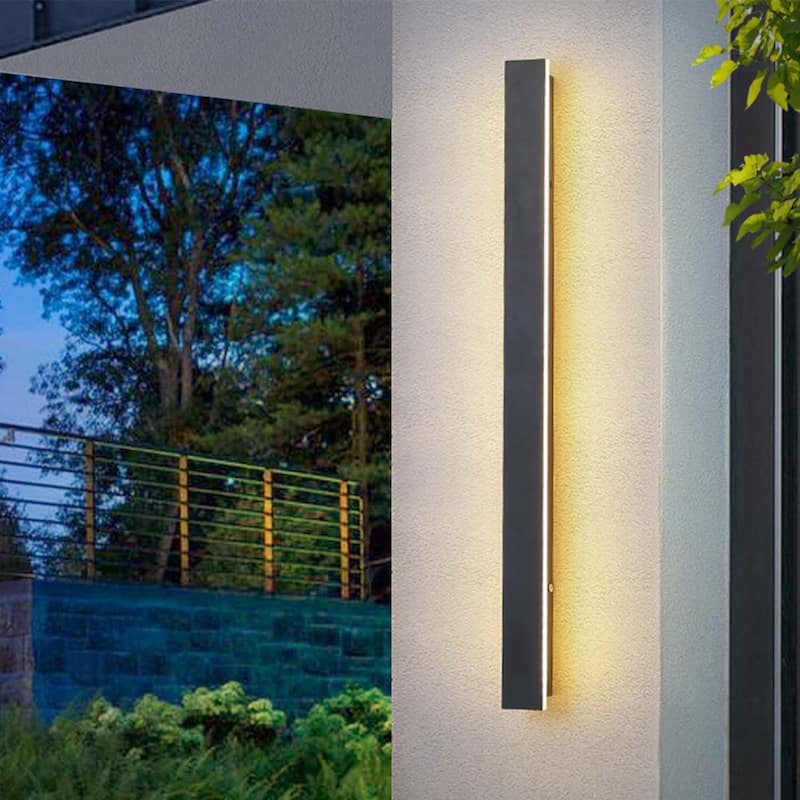 YANSUN 20W Outdoor Wall Light, Waterproof IP67,Warm White 3000K LED, Long Rectangular Outdoor Sconce for Patio, Garden, Porch