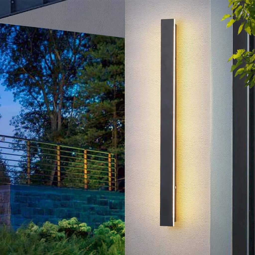 YANSUN 20W Outdoor Wall Light, Waterproof IP67,Warm White 3000K LED, Long Rectangular Outdoor Sconce for Patio, Garden, Porch