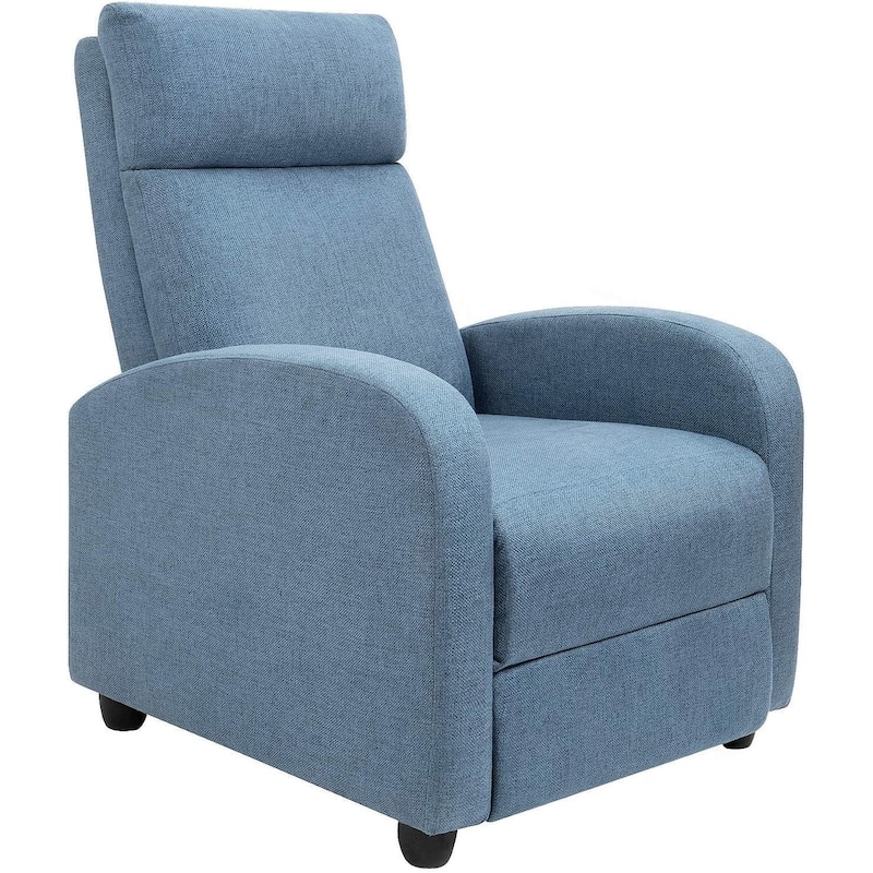 Furniwell Fabric Single Sofa Recliner with Padded Seat - Blue