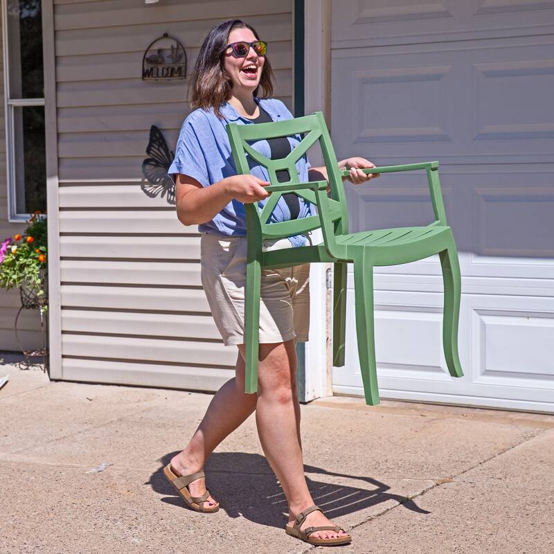 Sunnydaze Tristana Plastic Outdoor Patio Arm Chair