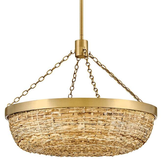 Hinkley Lighting 48423 Sanibel 4 Light 20" Wide LED Pendant with Woven - Lacquered Brass / Natural