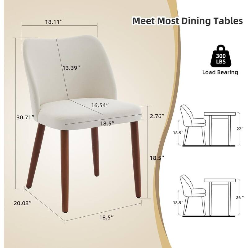 Set of 2 Upholstered Fabric Linen Dining Chairs for Dining Room Living Room Kitchen