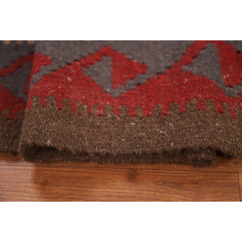 Reversible Tribal Kilim Oriental Rug Hand-woven Bedroom Wool Carpet - 6'3" x 9'10"