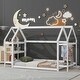 preview thumbnail 11 of 14, Functional Twin Floor Bed with House Roof Frame, Storage Stands, Clothes Hangers
