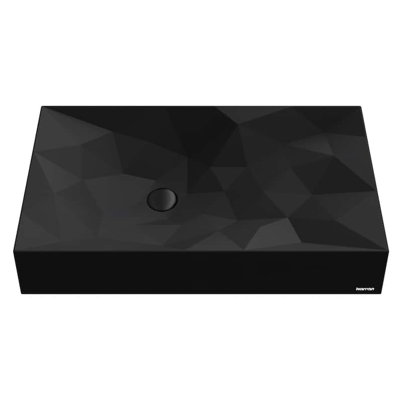 Karran Diamond Quartz 28 inch Bathroom Vessel Sink - Black