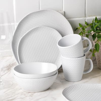Stone Lain Abigail Stoneware Round Weave Dinnerware Set
