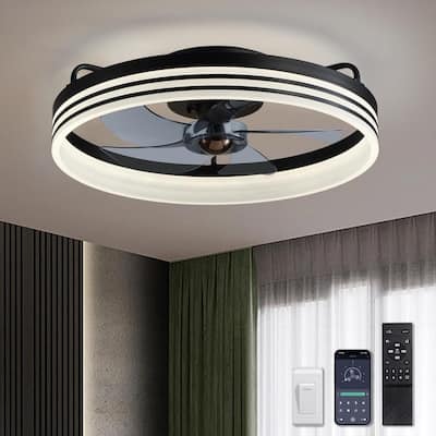 LED ceiling fans with lights black bedroom light iron flush mount ceiling fan