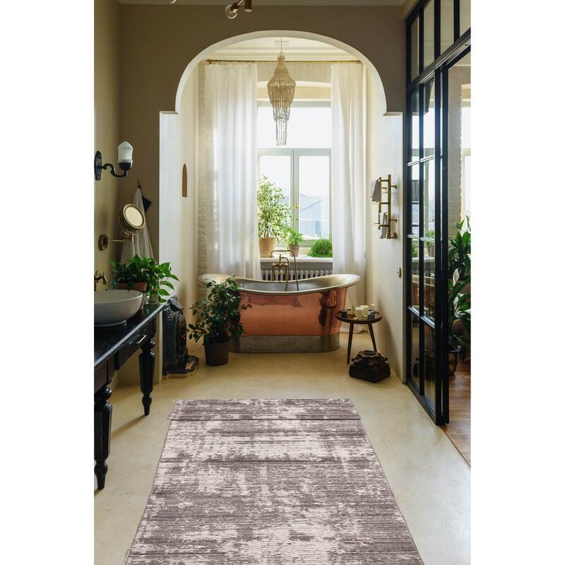 ECARPETGALLERY Hand Loomed Elysian Dark Grey Wool Rug - 2'5 x 15'11