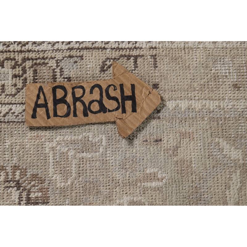 Distressed Tabriz Vintage Persian Rug Handmade Beige Wool Carpet - 8'1" x 11'4"