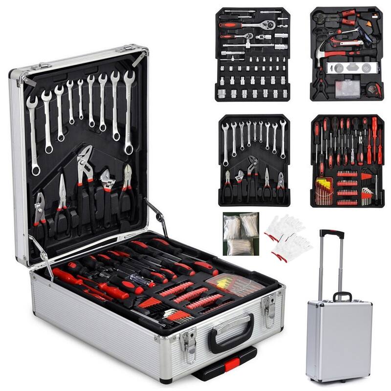 799pcs Aluminum Organizer Tools Mechanic Kit Box Case Toolbox Trolley