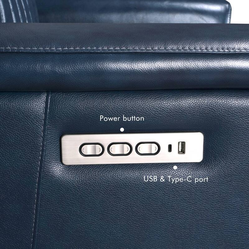 Genuine Leather Reclining Loveseat with Triple Power Adjustable Headrest, Lumbar Support, Zero Gravity, USB & USB-C Ports