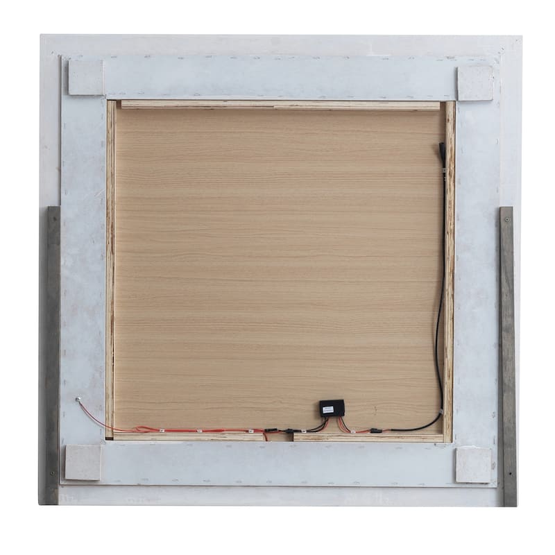 LED Lighted Wooden Square Framed Dresser Mirror - 38" - White