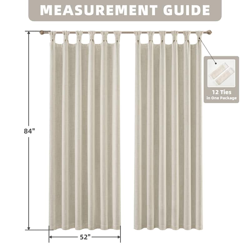 DriftAway Twist Tab Linen Textured Lined Blackout Solid Curtains 2 Panels