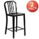 preview thumbnail 3 of 116, 2 Pack 24'' High Metal Indoor-Outdoor Counter Height Stool w/ Vertical Slat Back