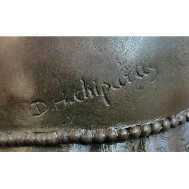 Victorian Era Woman Holding A Book Bronze Sculpture Statue On Marble Base