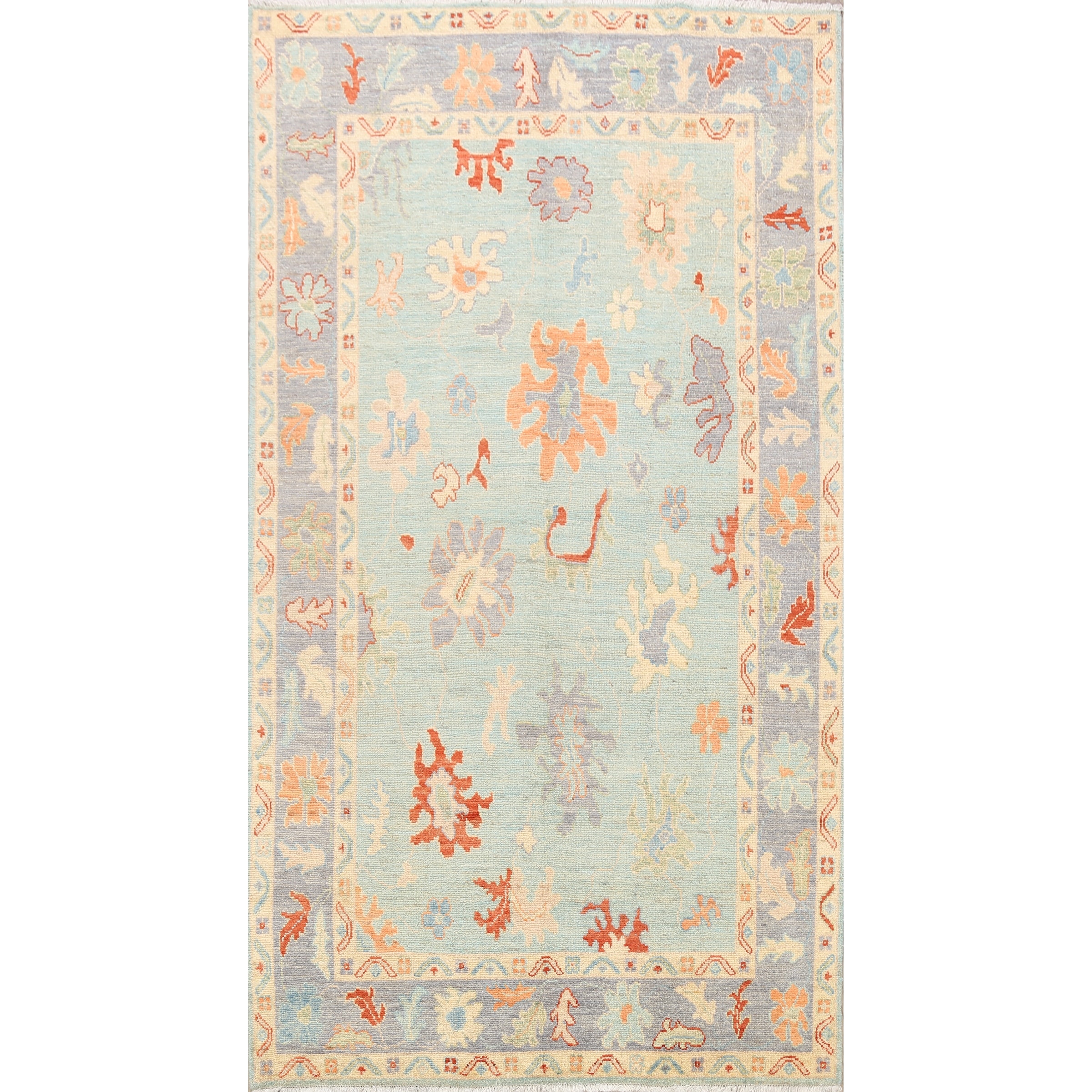 Floral Authentic Oushak Oriental Light Blue Area Rug Wool Hand Knotted 6 0 X 9 0 On Sale Overstock 32033184
