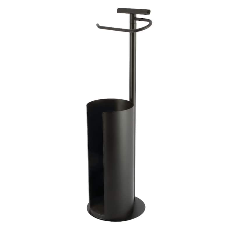 Continental Freestanding Toilet Paper Holder with Roll Storage and Phone Stand - Matte Black