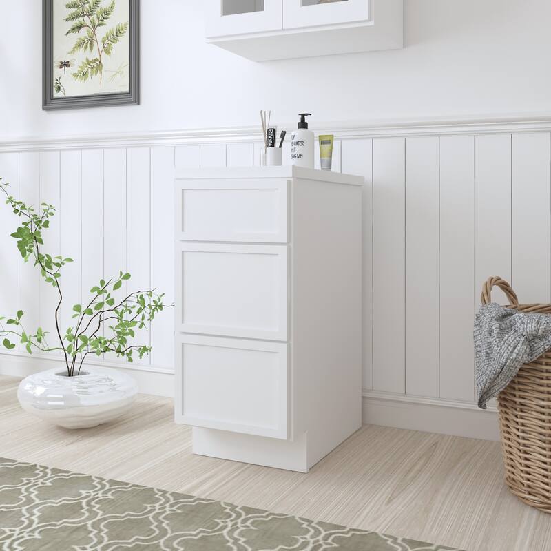 Vanity Art 15" Freestanding Single Base 3 Drawers Storage Cabinet