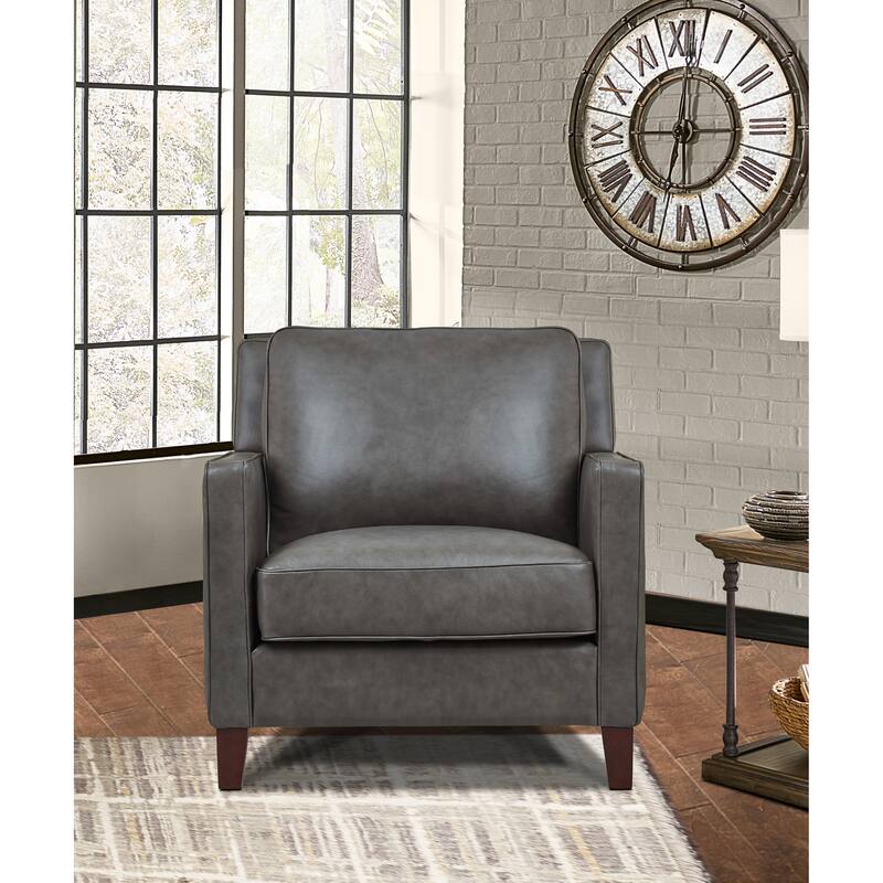 Hydeline Ashby Top Grain Leather Chair With Feather, Memory Foam and Springs