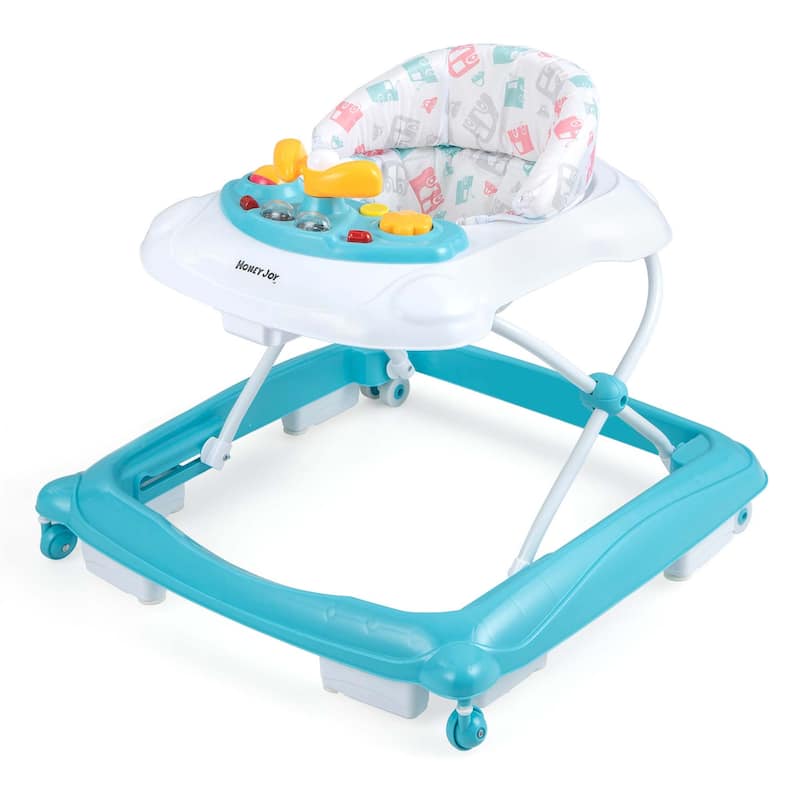Honeyjoy Foldable Baby Walker with 3 Adjustable Heights Comfy Padded - See Details - Green