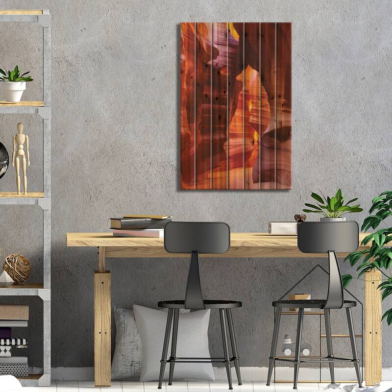 Bear Shape In Antelope Canyon Print On Wood by Susan Schmitz - Multi-Color