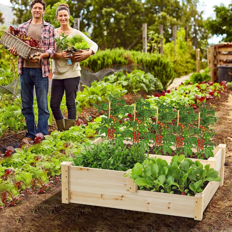 Costway 3-Tier Outdoor Raised Garden Bed Vegetable Planter Box for - 42.5'' x 34.5'' x 14.5'' (L x W x H)