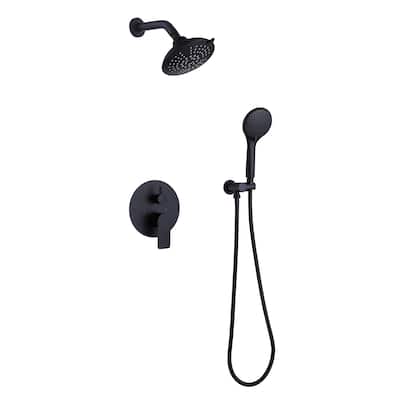 Wall Mount Shower Faucet With Hand Shower, Matte Black Shower System Sets for Bathroom Rainfall Shower Head With Rough-in Valve