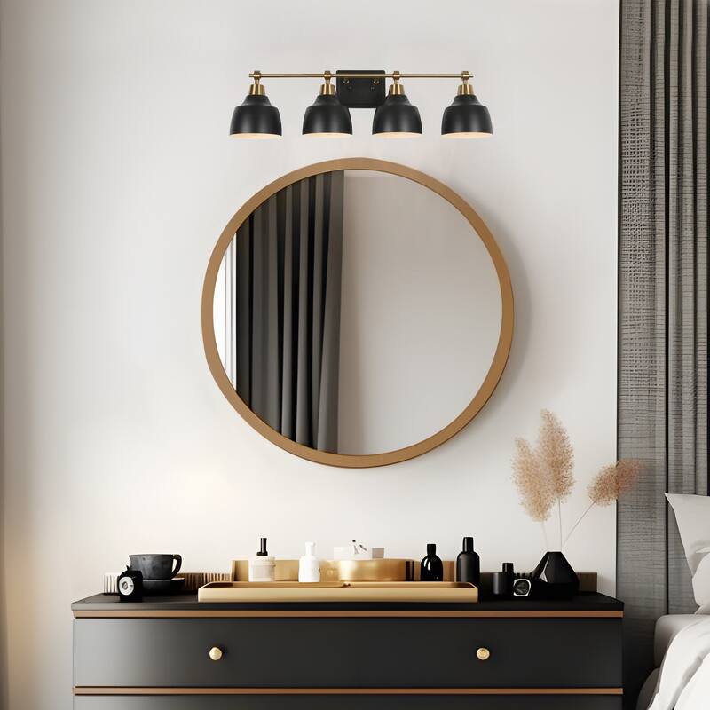 Malryn Modern Black Gold Bathroom Vanity Light Dome Wall Sconces
