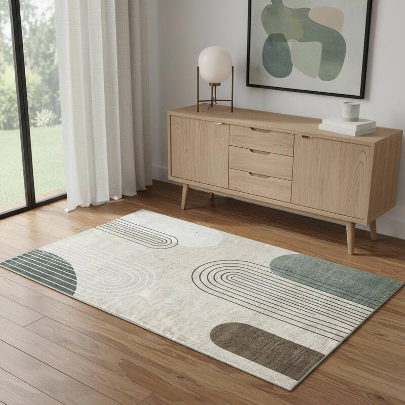 HomeRoots Abstract Modern Rectangle Area Rug - 4' X 6'