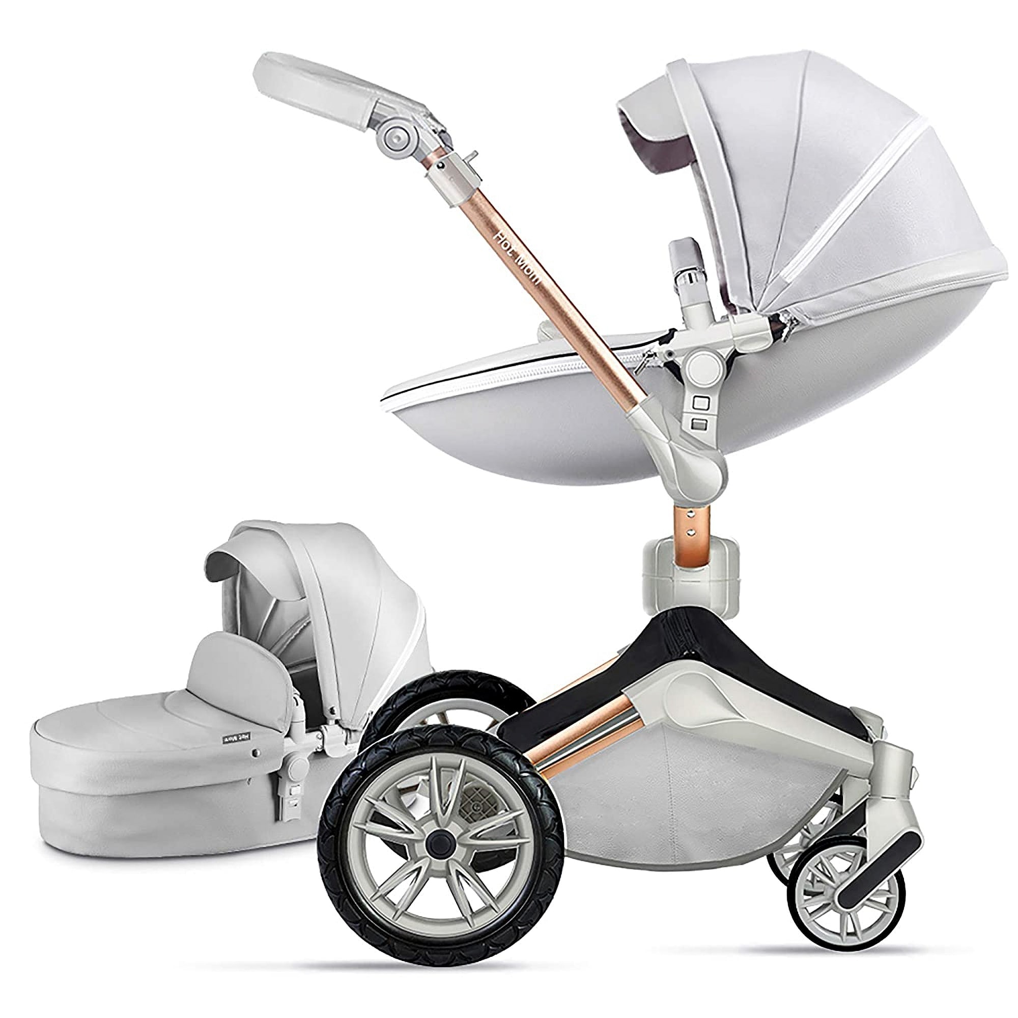 Hot Mom 360 Degree Rotating Baby Carriage Leather Pushchair Pram